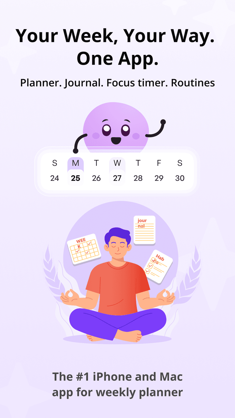 MightyWeek weekly timeline view on phone